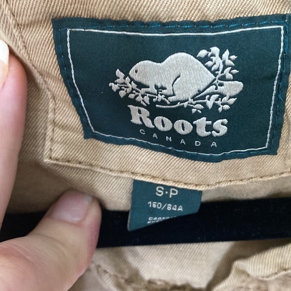 ROOTS distressed cargo khaki military utility cotton linen jacket size S - Picture 10 of 13